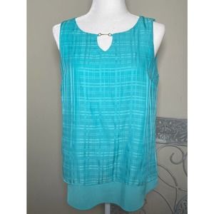 Dana Bachman Sleeveless Top Blouse S Small Blue Turquoise Layered